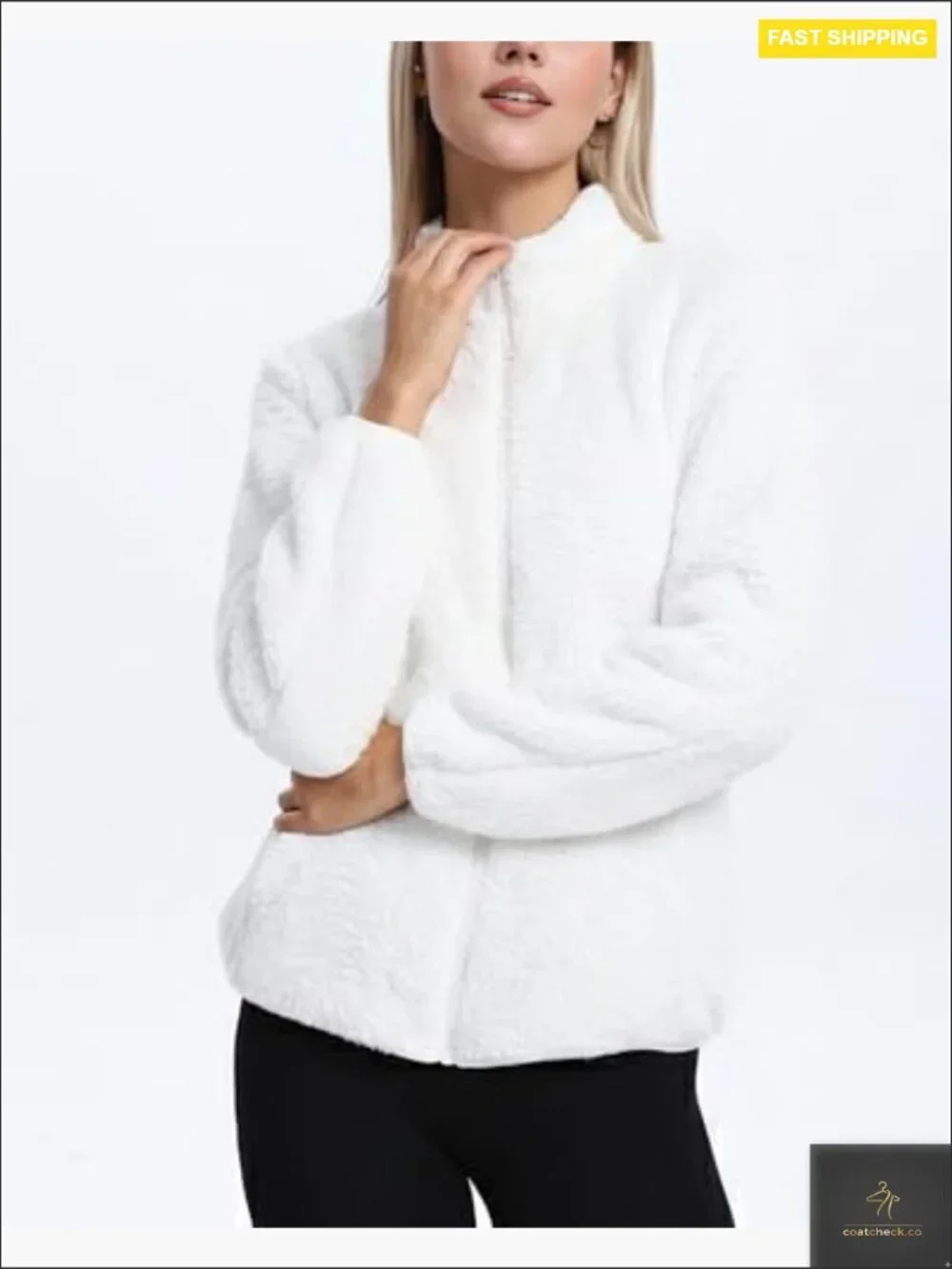 Fuzzy Fleece Jacket with 4 Pockets Full Zip Lightweight Warm Summer